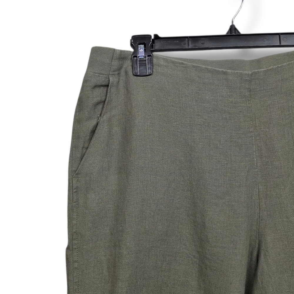 J Jill Love Linen Pants Womens Large English Moss Green Ankle Pockets Pull On - Picture 3 of 10